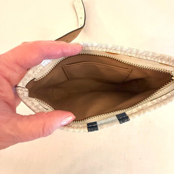 Michael Kors Monogram Belt Bag Blue Stripe Adjustable Strap Small Zip Pouch - Picture 6 of 15